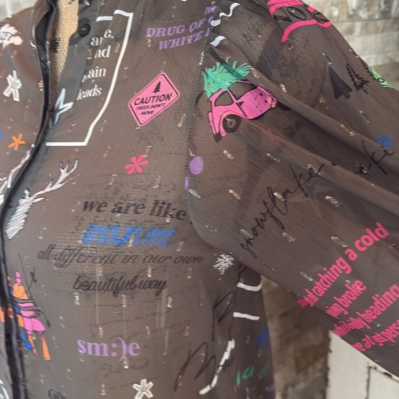 Vilagallo Edina sheer hidden button puff long sleeve Ski You Later blouse skiing - Picture 5 of 16